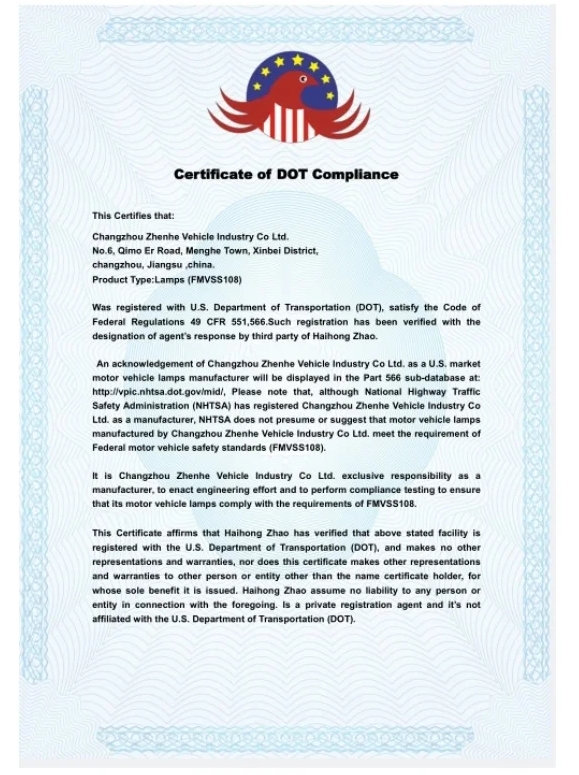 certificate dot golf cart